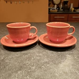 Two Fiesta Paprika cups and saucers